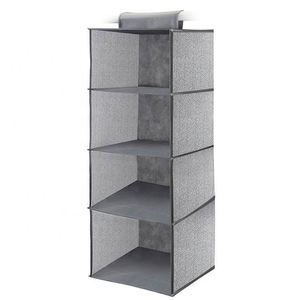 Étagères de rangement suspendues pour placard, organisateur de placard suspendu en tissu, organisateur de placard suspendu à 4 étagères avec crochets - Product Image 1