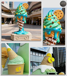 Sculpture géante de crème glacée fondante surdimensionnée, statue géante de crème glacée en fibre de verre FRP pour la décoration des centres commerciaux - Product Image 5