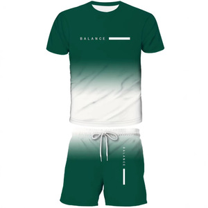 Balance Men's Gradient T-Shirt Shorts <b>Set</b> <b>Knitted</b> Fabric Digital Printed Quick Dry Cotton Spandex Sportswear Needle Detection - Product Image 1