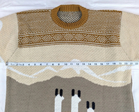 Pull en tricot à col rond pour homme, motif alpaga artistique, en fil filé à la main, marron, doux et chaud, hiver, avec logo frontal, ODM