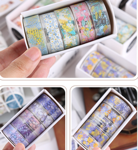 Bloemen PET Tape 5 Rollen/Doos Retro Bloemmotief Tape Transparant Waterdicht PET DIY Scrapbook Decoratie Tape <span class=keywords><strong>Set</strong></span> - Product Image 3
