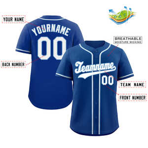 Custom Royal White-<b>Light</b> Blue Hook Classic Style Authentic Baseball Jersey - Product Image 2