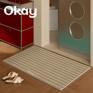 โอเค สตริปพ์ เอ็นเทรย์วี ดอร์แมท พรมเช็ดเท้ารูปสี่เหลี่ยมผืนผ้า กันลื่น ทนต่อคราบน้ำ ซักล้างได้ ลายหญ้าสนสีส้ม - Product Image 2