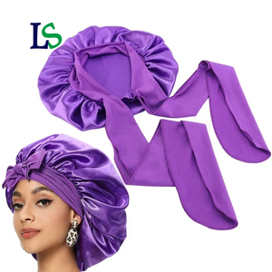 <span class=keywords><strong>Bonnet</strong></span> de nuit en satin ajustable pour cheveux longs, avec logo personnalisé, pour séchage rapide, pour femmes, vente en gros - Product Image 1