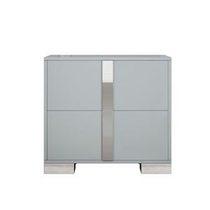 Elegant Nightstand With Metal Foot <b>Mirrored</b> <b>Bedside</b> <b>Table</b> 2 Drawers Gray For Bedroom Living Room - Product Image 3