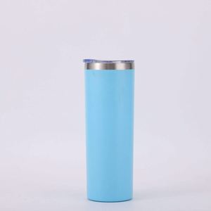 Gobelet droit et fin blanc de 20 oz en acier inoxydable vierge pour sublimation avec couvercle et paille - Product Image 1