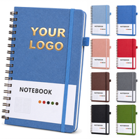 Carnets à spirales personnalisés avec logo, carnet à spirales avec couverture en cuir, carnets de travail avec bande en papier pour cadeau d'entreprise