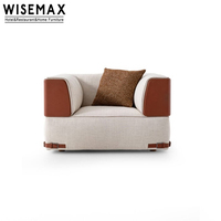 WISEMAX MÖBEL Moderne Luxus-Wohnmöbel Leder-Stoff L-förmige Ecksofa-Garnitur für Hotel Villa Wohnzimmer