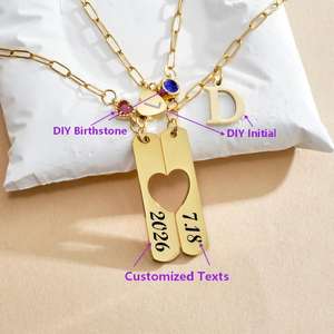 Collar con Colgante de Letra y Piedra de Nacimiento Personalizado, Chapado en Oro de 18K, Acero Inoxidable, Corazón Hueco, Regalo de San Valentín - Product Image 1
