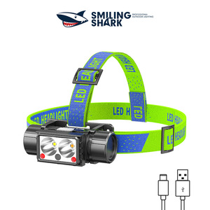 Linterna frontal LED Smiling Shark recargable con doble luz, iluminación exterior de alto brillo con carga USB - Product Image 1