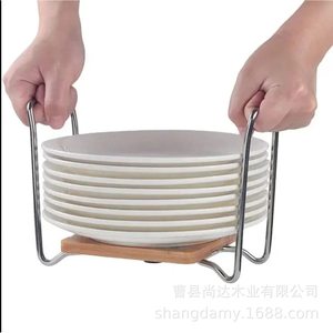 Wooden dish <b>rack</b>, portable kitchen drawer <b>plate</b> organizer, detachable wooden dish drainer - Product Image 3