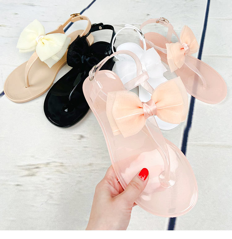 Summer Ladies Crystal Jelly Shoes PVC Flat Sandals Butterfly Brick Casual Outdoor Jelly Sandals