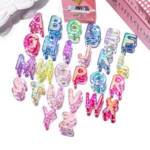 Perles de lettres alphabétiques transparentes en acrylique dégradé pour la fabrication de bijoux DIY, perles intercalaires lâches pour bracelets et accessoires de porte-clés - Product Image 4