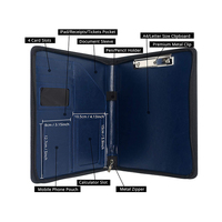 Cartera con cremallera de negocios de cuero PU Padfolio organizador entrevista reanudar carpeta de documentos legales con cremallera