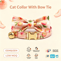 Collier pour chat en polyester imprimé avec nœud papillon, collier réglable pour chat et chiot, couleurs et motifs personnalisés disponibles OEM/ODM
