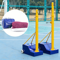 Base roulante mobile pour poteau multisports |   Poteau de filet de volley-ball, badminton et tennis réglable en hauteur et imperméable pour salle de sport et école