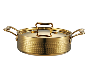 DFK01 Fournitures hôtelières et de restauration : Marmite de service en acier inoxydable à double paroi, design martelé, avec poignées - Product Image 1