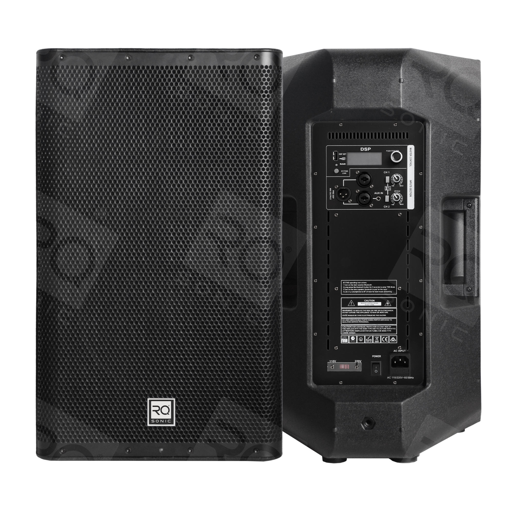 RQSONIC CAU12D3 500W 12 Inch Amplifier Speakers BT Karaoke Party Powered  Portable Professional Active Speaker