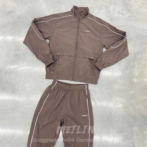 Factory Custom 3m Reflective Suit Set <b>Zip</b> <b>up</b> <b>Jacket</b> Jogger Set Nylon Track Pants Lightweight Polyester Tracksuit Windcheater Set - Product Image 3
