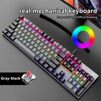 Clavier mécanique OKW212 108 touches avec rétroéclairage RVB (7 couleurs) USB Type-C pleine taille pour le travail, les jeux, la maison, l'ordinateur portable et le bureau