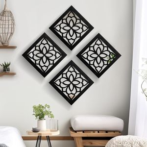 Wooden carved decorative picture <b>frame</b>, suitable for living room and bedroom background <b>wall</b> decoration, 11.8-inch - Product Image 1