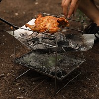 Brasero pliable en acier inoxydable, portable, multifonctionnel, pour bois et charbon de bois, barbecue de camping extérieur, chauffage de camping