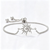 Bracelet Chaîne en Acier Inoxydable Plaqué Or et Argent avec Breloque Soleil Faite à la Main pour Hommes et Femmes – Vente en Gros