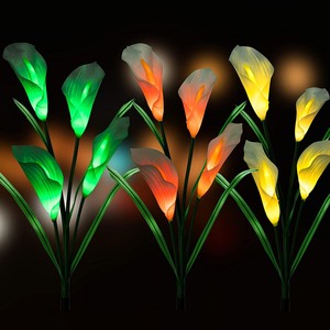 ไฟสวนโซลาร์เซลล์ LED รูปดอกคาลล่าลิลลี่ กันน้ำ สำหรับตกแต่งลานบ้านและสนามหญ้า มี 3 สี - Product Image 1