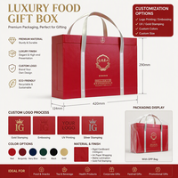 Boîte cadeau en cuir PU avec logo personnalisé, avec poignée, doublure en velours, étui de rangement pour bouteilles, pour noix, fruits secs, thé, vin, liqueur