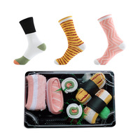 En vrac personnel hommes femmes porter coton équipage chaussettes mode drôle chaussettes japonais Sushi boîte-cadeau emballage