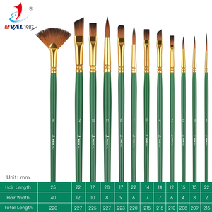 Set di Pennelli per Pittura a Olio e Acquerello in Acrilico, 12 Pezzi con Manico in <span class=keywords><strong>Legno</strong></span> Verde, Pennelli Professionali per Artisti - Product Image 6