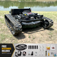 Tondeuse à gazon robotisée télécommandée, homologuée CE EPA, pour tous terrains, avec chenilles en caoutchouc agricoles