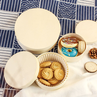 Boîte à gâteau ronde en bois avec logo personnalisé, best-seller en gros, 3/4/5/6//7/8 pouces, boîte cadeau portable pour cheesecake, pour ranger les desserts