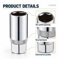 Clé à douille pour bougie d'allumage 1/2 pouce 16mm 21mm Cr-V à paroi mince 6 points chromée pour réparation de moteur automobile
