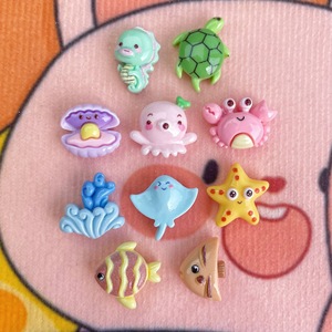 Animales Marinos de Resina 3D, Estilo Mixto Aleatorio, Lindas Figuras de Dibujos Animados de la Serie Océano, Miniaturas de Criaturas Marinas con Parte Posterior Plana - Product Image 3