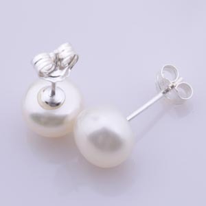 FPE79 Semplice di Stile 8-9mm Button D'acqua Dolce Perle Coltivate 925 Sterling Silver <span class=keywords><strong>Orecchini</strong></span> Della Vite Prigioniera - Product Image 3