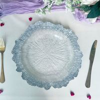 Assiettes de présentation en plastique transparentes et durables en forme de fleur de 13 pouces pour décorations de mariage et de fête - Style moderne