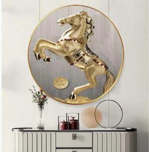 60*60CM Custom Luxurious Round Modern Home Decoration Animal <strong>Horse</strong> Diamond Crystal Porcelain <strong>Painting</strong> - Product Image 1