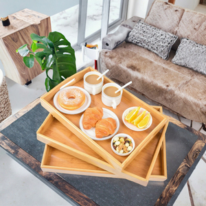 Plateau rectangulaire en bois portable, style américain, pour usage commercial et domestique, idéal pour le salon, les tasses à thé, le barbecue et les plateaux de petit-déjeuner - Product Image 3