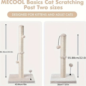 Griffoir pour chat DOUBLEFLY, écologique, moderne, simple, crème, arbre à griffes, griffoir de base de qualité supérieure, sangle en sisal, boule suspendue pour chatons - Product Image 6