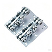 Kit de roulettes pour portail coulissant en acier au carbone robuste, design contemporain, 8 roues, usage industriel/entrepôt