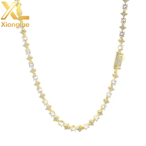6mm Cross Star Copper 18K Gold Plated Hiphop <b>Necklace</b> Men Women Four <b>Leaf</b> <b>Clover</b> Design Customizable Wholesale - Product Image 5
