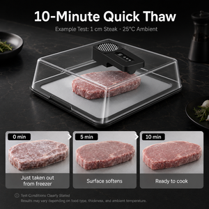 Caja inteligente con tapa para descongelar alimentos, mantiene los alimentos congelados limpios mientras se descongelan, temporizador LED inalámbrico, descongelador de <span class=keywords><strong>carne</strong></span> para cocina - Product Image 5