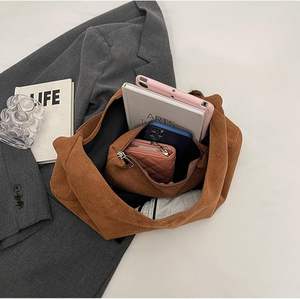 PU Leather <b>Handbag</b> Faux Suede Tote Bag with Pouch, Hobo <b>Slouch</b> Bag, Women's Shoulder Bags Retro Ladies Hobos Bags for Travel - Product Image 3