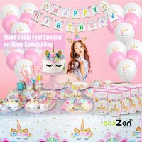 Vente Flash Kit de Fête Licorne Rose Assiettes Couverts Bannière d'Anniversaire Colorée Vaisselle & Décorations de Table Licorne
