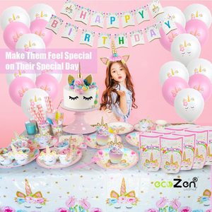 Vente Flash Kit de Fête Licorne Rose Assiettes Couverts Bannière d'<span class=keywords><strong>Anniversaire</strong></span> Colorée <span class=keywords><strong>Vaisselle</strong></span> & Décorations de Table Licorne - Product Image 2