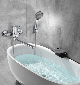 Wall Mounted Chrome <strong>Plate</strong> Brass <strong>Shower</strong> Faucet Set Long Neck Mixer Tap with Hand Held <strong>Shower</strong> Ceramic Valve Core for Bathroom - Product Image 3