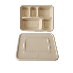 Bagasse de canne à sucre biodégradable 5 compartiments avec couvercle - Product Image 6