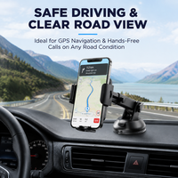 Support de téléphone universel carré pour voiture, fixation par ventouse sur tableau de bord, rotation stable à 360 degrés, grand clip, navigation GPS pour l'intérieur de la voiture