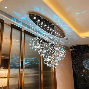 <span class=keywords><strong>Lampadario</strong></span> a Cascata di Cristallo a Farfalla Moderno e Lussuoso Personalizzato per Hotel, Atrio, Scale, Villa con Soffitti Alti - Product Image 2